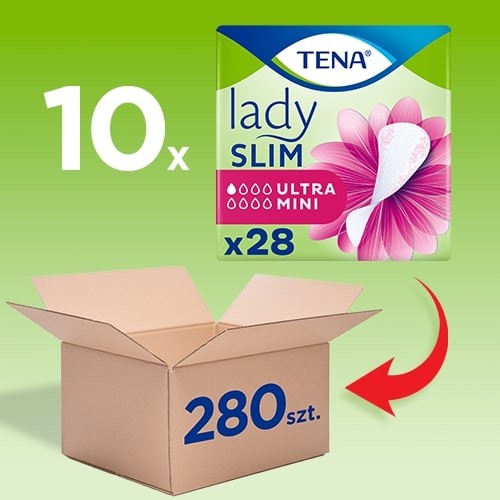 Zdjęcie produktu - 2 Zestaw TENA Lady Slim Ultra Mini Wkładki anatomiczne, 10x28 szt.