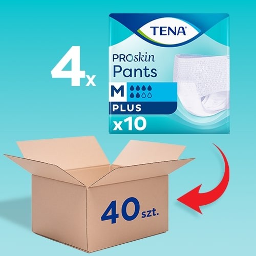 Miniaturka artykułu - #0 Zestaw TENA PANTS ProSkin Plus Majtki chłonne M, 4 x 10 szt.
