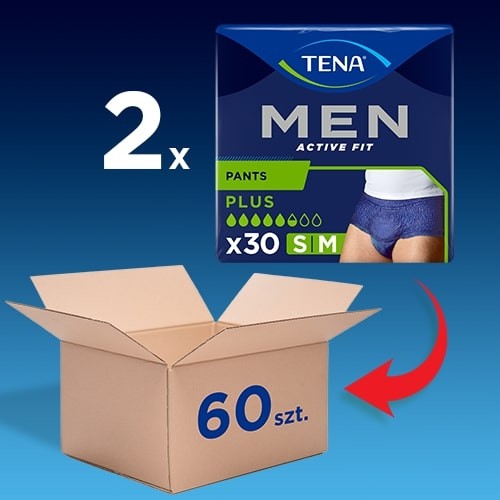 Miniaturka artykułu - #0 Zestaw Majtki chłonne TENA Men Pants Plus M, 30 sztuk x 2 opakowania