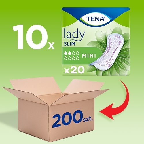 Zdjęcie produktu - 7 Zestaw TENA Lady Slim Mini Specjalistyczne podpaski, 10x20szt.