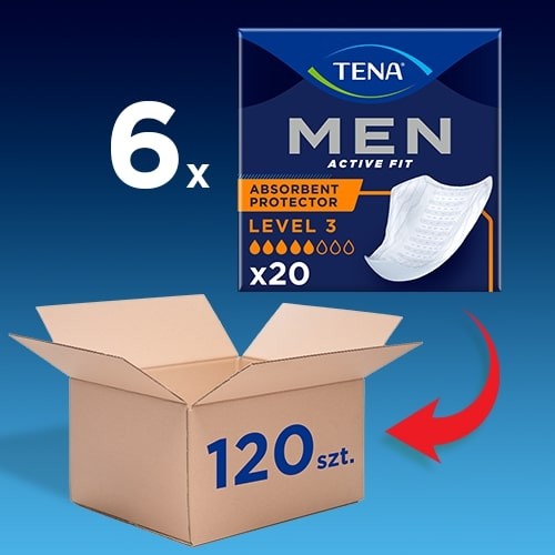 Miniaturka artykułu - #0 Zestaw TENA MEN Active Fit Level 3, 20szt. x 6 opakowań