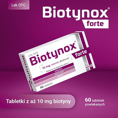 Miniaturka artykułu - #0 Biotynox Forte tabl. 0,01 g, 60 tabl. Lek z biotyną 