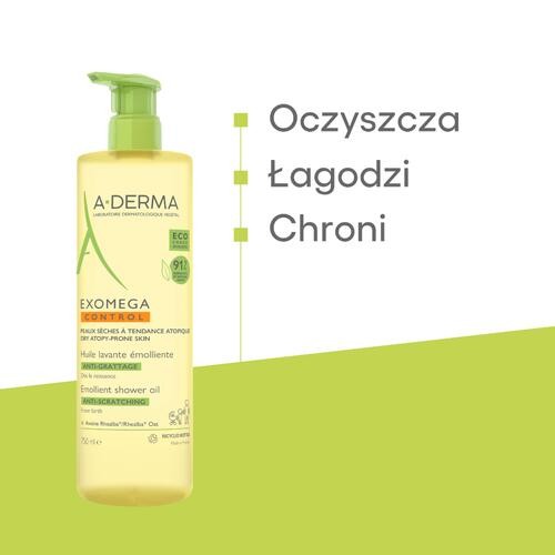 Miniaturka artykułu - #1 A-DERMA Exomega Control Olejek emolient pod prysznic, 750ml