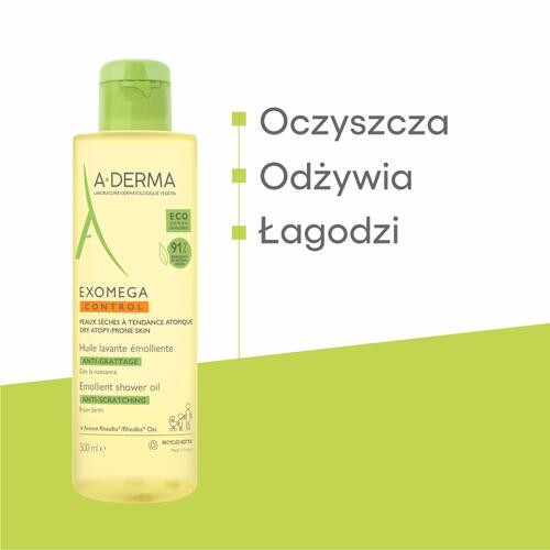 Miniaturka artykułu - #1 A-DERMA Exomega Control Olejek emolient pod prysznic, 500ml