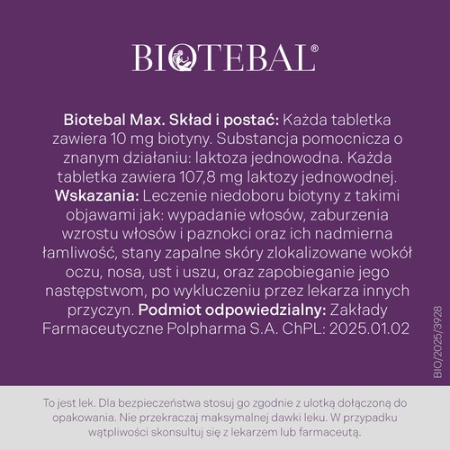 Zdjęcie produktu - 4 Biotebal Max 10mg, 60 tabletek
