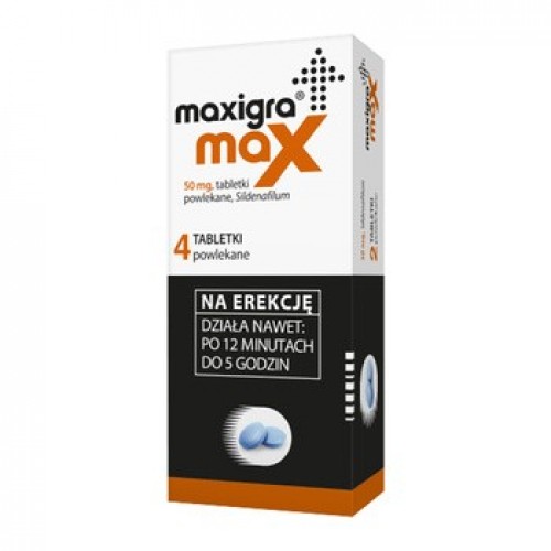 Zdjęcie produktu - 5 Maxigra Max 50mg, 4 tabl.powl.