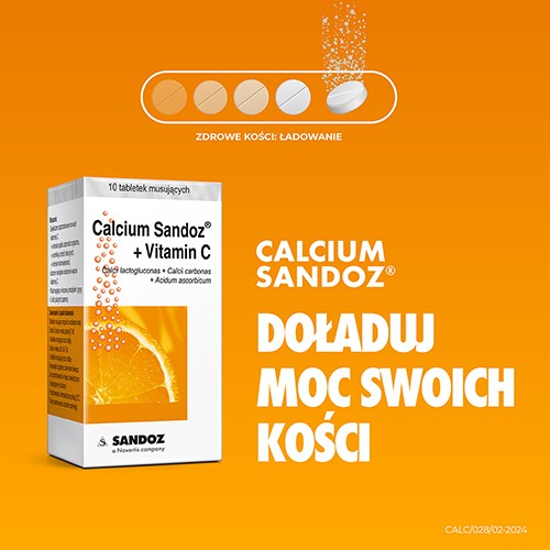 Miniaturka artykułu - #0 CALCIUM SANDOZ + VITMIN C ORANGE, 10 tabl.