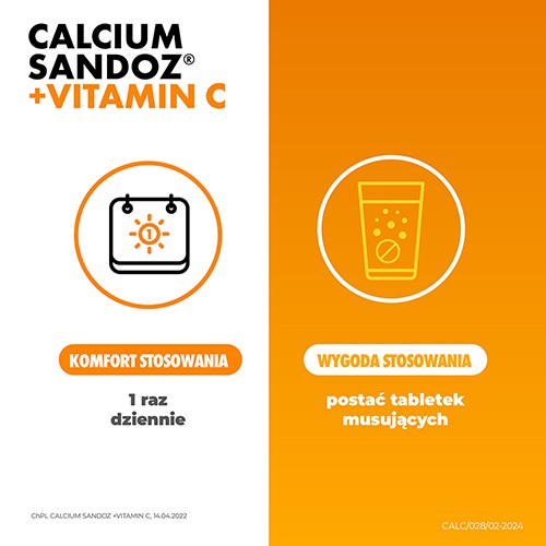 Zdjęcie produktu - 3 CALCIUM SANDOZ + VITMIN C ORANGE, 10 tabl.