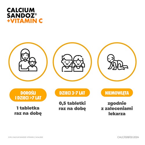 Zdjęcie produktu - 4 CALCIUM SANDOZ + VITMIN C ORANGE, 10 tabl.
