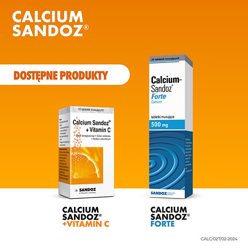 Zdjęcie produktu - 5 CALCIUM SANDOZ + VITMIN C ORANGE, 10 tabl.