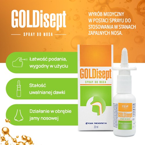 Miniaturka artykułu - #1 GOLDISEPT spray do nosa, 20ml