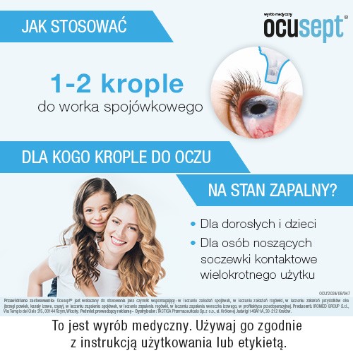 Zdjęcie produktu - 2 OCUSEPT krople do oczu hamujące stan zapalny i regenerujące spoj&oacute;wkę oka, 10ml
