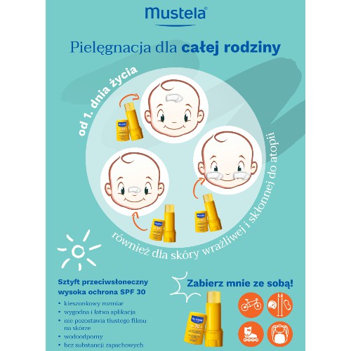 Miniaturka artykułu - #0 Mustela sztyft przeciwsłoneczny SPF 30, 9ml