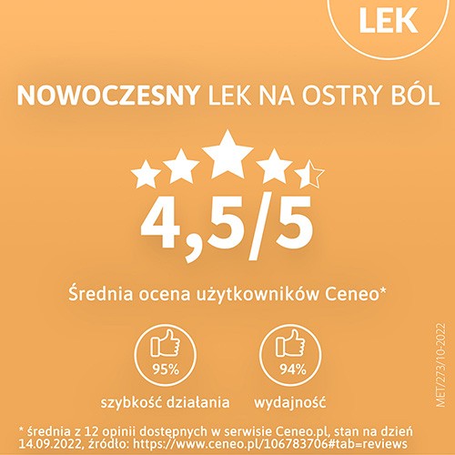 Zdjęcie produktu - 4 Metafen Dexketoprofen 25mg, 20tabl.- Na silne b&oacute;le stawowe