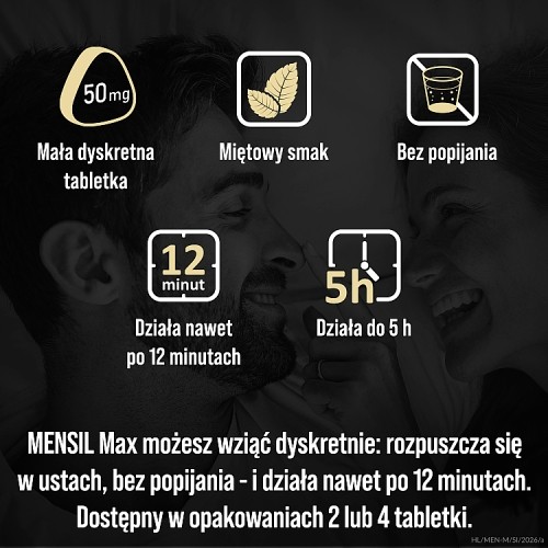 Miniaturka artykułu - #1 Mensil Max 50 mg, 4 tabletki do rozgryzania i żucia
