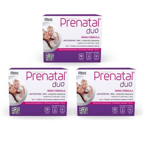 Miniaturka artykułu - #0 Zestaw 3x Prenatal DUO, 60kaps. żelatynowych + 30kaps. twardych
