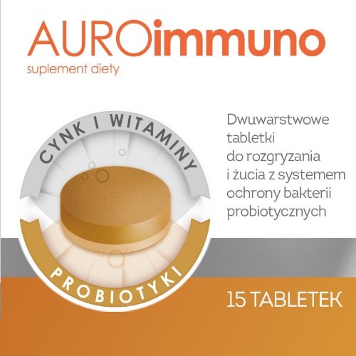 Miniaturka artykułu - #1 AUROimmuno - preparat wspierający odporność, 15tabl. do rozgryzania i żucia