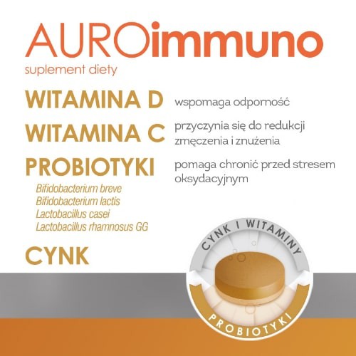 Zdjęcie produktu - 3 AUROimmuno - preparat wspierający odporność, 15tabl. do rozgryzania i żucia