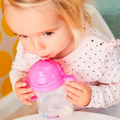 Miniaturka artykułu - #1 B.BOX Bidon ze słomką r&oacute;żowy granat, 240ml