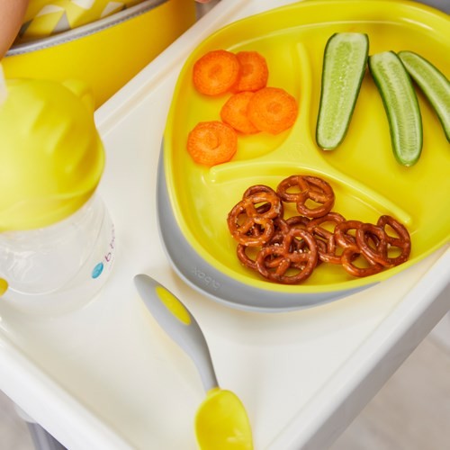 Zdjęcie produktu - 3 B.BOX Zestaw do karmienia BLW talerzyk + łyżeczka + widelec + bidon, Lemon Sherbet