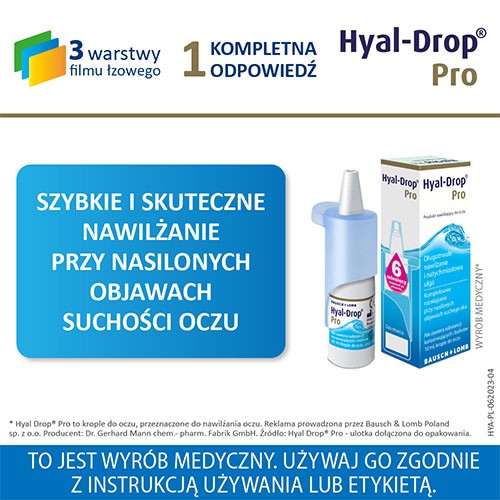 Miniaturka artykułu - #0 HYAL-DROP PRO krople do oczu, 10ml
