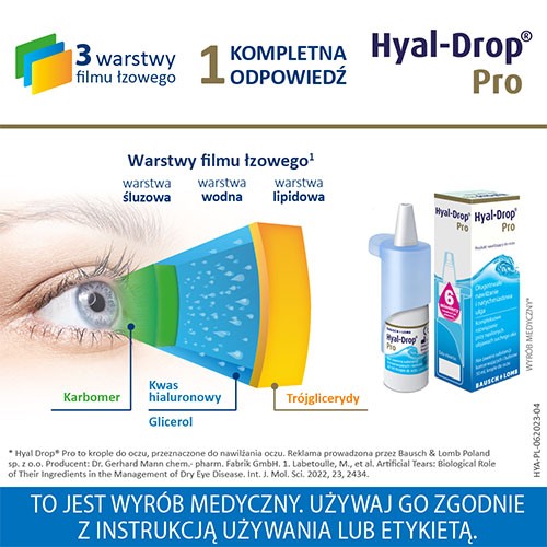 Zdjęcie produktu - 2 HYAL-DROP PRO krople do oczu, 10ml