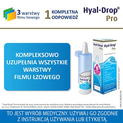 Zdjęcie produktu - 3 HYAL-DROP PRO krople do oczu, 10ml