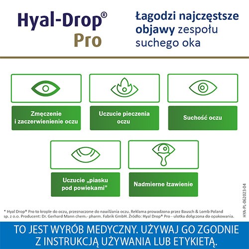 Zdjęcie produktu - 4 HYAL-DROP PRO krople do oczu, 10ml