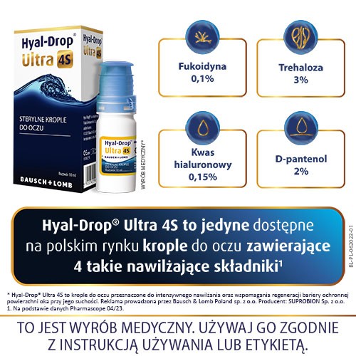 Zdjęcie produktu - 2 Hyal Drop Ultra 4S, krople do oczu, 10 ml