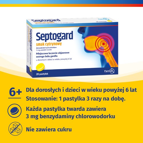 Zdjęcie produktu - 2 SEPTOGARD smak cytrynowy, 20past.