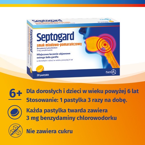 Zdjęcie produktu - 2 SEPTOGARD smak miodowo-pomarańczowy, 20past.