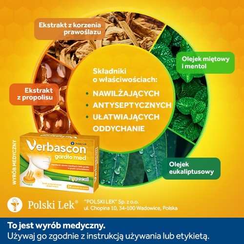 Zdjęcie produktu - 2 VERBASCON GARDŁO MED, 24 pastylki do ssania