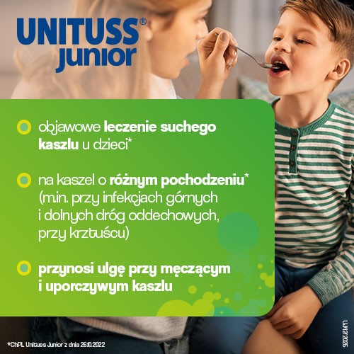 Miniaturka artykułu - #1 Unituss Junior, 60 mg/10 ml, syrop, 120 ml