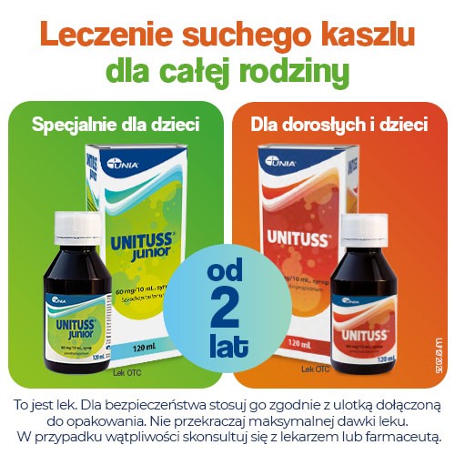 Zdjęcie produktu - 4 Unituss Junior, 60 mg/10 ml, syrop, 120 ml