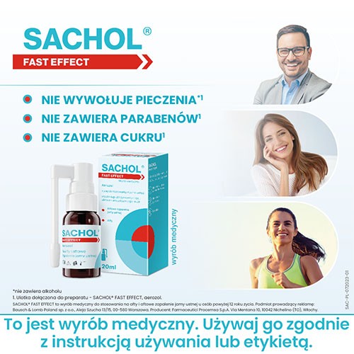 Zdjęcie produktu - 2 Sachol Fast Effect Aerozol do stosowania w jamie ustnej, 20ml