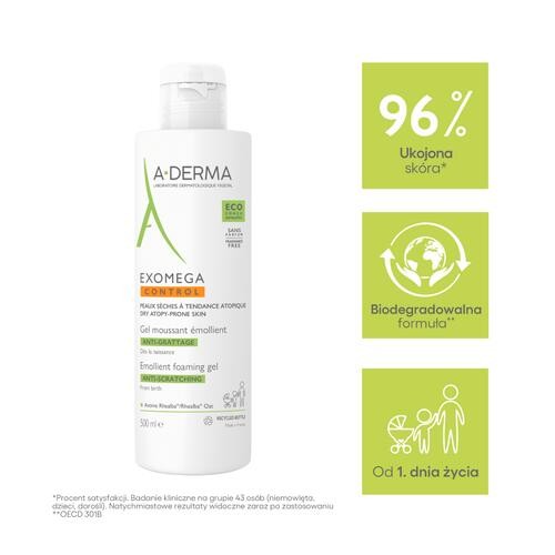 Zdjęcie produktu - 0 A-DERMA EXOMEGA CONTROL Pieniący żel przeciw drapaniu, 500ml 