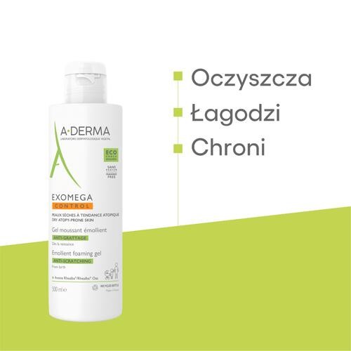 Zdjęcie produktu - 1 A-DERMA EXOMEGA CONTROL Pieniący żel przeciw drapaniu, 500ml 
