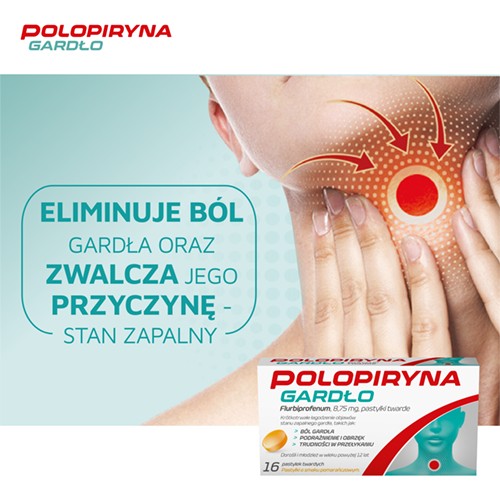 Zdjęcie produktu - 4 Polopiryna Gardło o smaku pomarańczowym 8,75 mg, 16 pastylek twardych