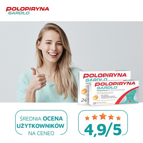 Miniaturka artykułu - #1 Polopiryna Gardło - Lek na gardło o silnym działaniu przeciwzapalnym  i przeciwb&oacute;lowym - 24 pastylki twarde