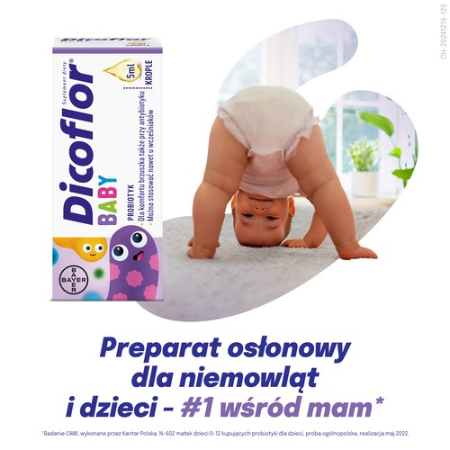 Zdjęcie produktu - 1 Dicoflor Baby krople, 5 ml probiotyk dla niemowląt i dzieci bakterie kwasu mlekowego