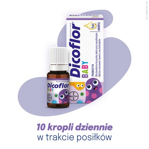 Zdjęcie produktu - 5 Dicoflor Baby krople, 5 ml probiotyk dla niemowląt i dzieci bakterie kwasu mlekowego