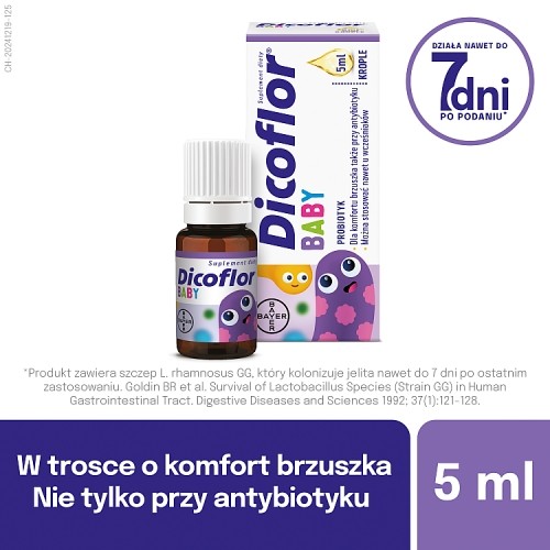 Miniaturka artykułu - #0 Dicoflor Baby krople, 5 ml probiotyk dla niemowląt i dzieci bakterie kwasu mlekowego