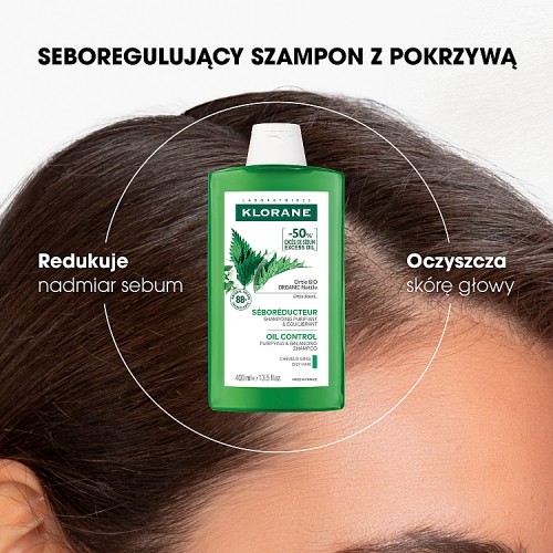 Miniaturka artykułu - #0 KLORANE Szampon seboregulujący z pokrzywą, 400ml