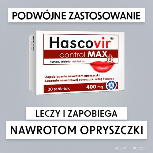 Miniaturka artykułu - #0 Hascovir Control MAX 400mg, 60 tabletek