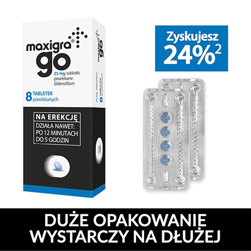 Miniaturka artykułu - #1 MAXIGRA GO 25mg - 8 tabletek - Tabletki na potencję  