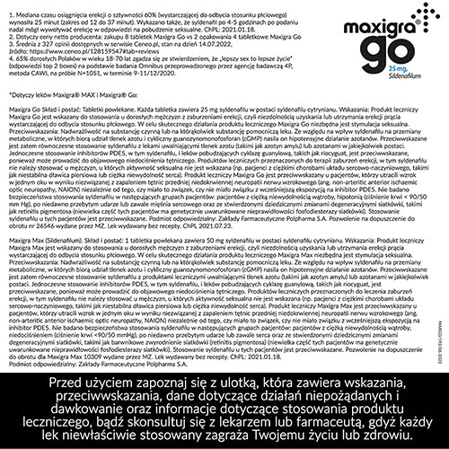 Zdjęcie produktu - 4 MAXIGRA GO 25mg - 8 tabletek - Tabletki na potencję  