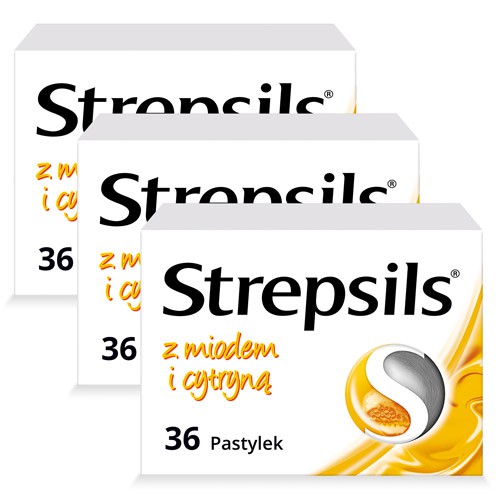 Miniaturka artykułu - #0 Zestaw 3x Strepsils mi&oacute;d + cytryna, 36pastylek