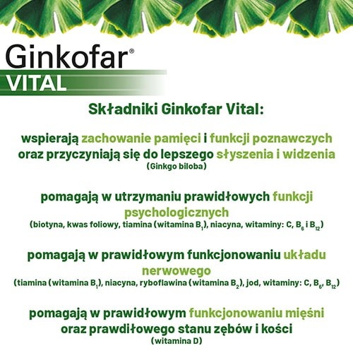 Zdjęcie produktu - 2 GINKOFAR VITAL, 60 tabletek powlekanych