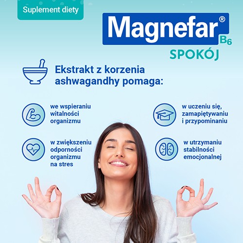 Miniaturka artykułu - #1 MAGNEFAR B6 Spok&oacute;j, 30 tab. Połączenie magnezu i ashwagandhy
