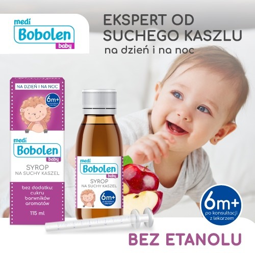 Miniaturka artykułu - #1 Bobolen Syrop na kaszel suchy od 1 r.ż., 115ml  